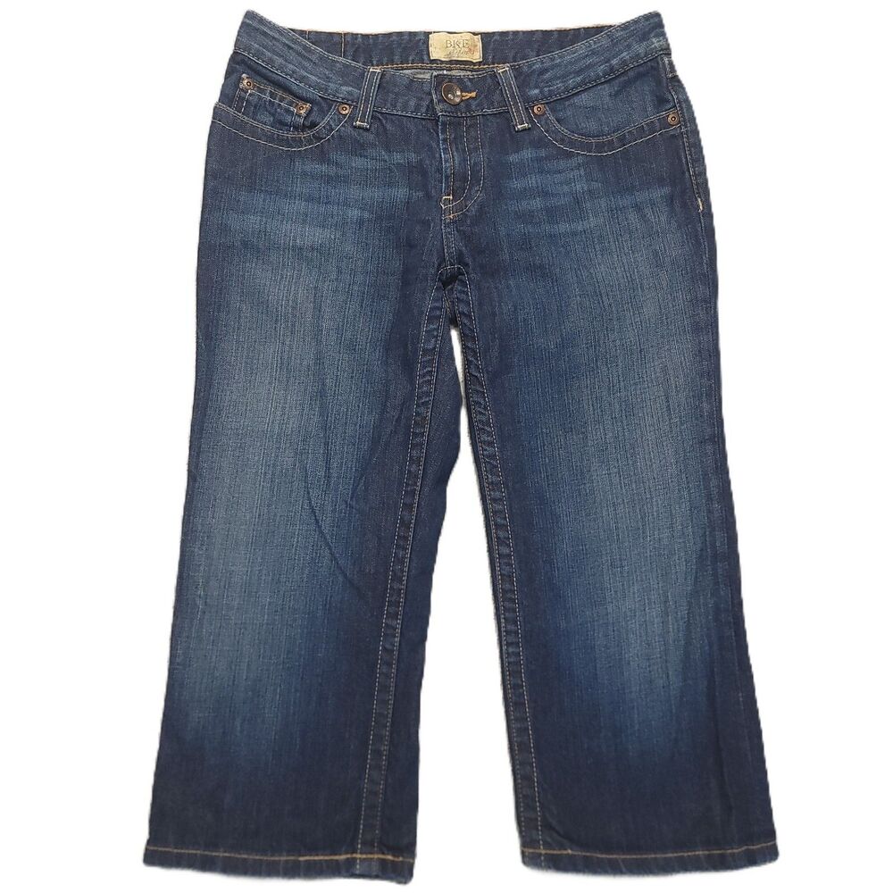 BKE Denim Womens 28 Jeans Cropped Low Rise Stretch Embroidered Blue